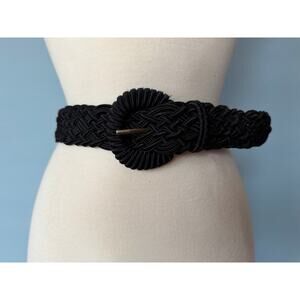 Sturdy Black Woven Waist Belt Womens sz XS